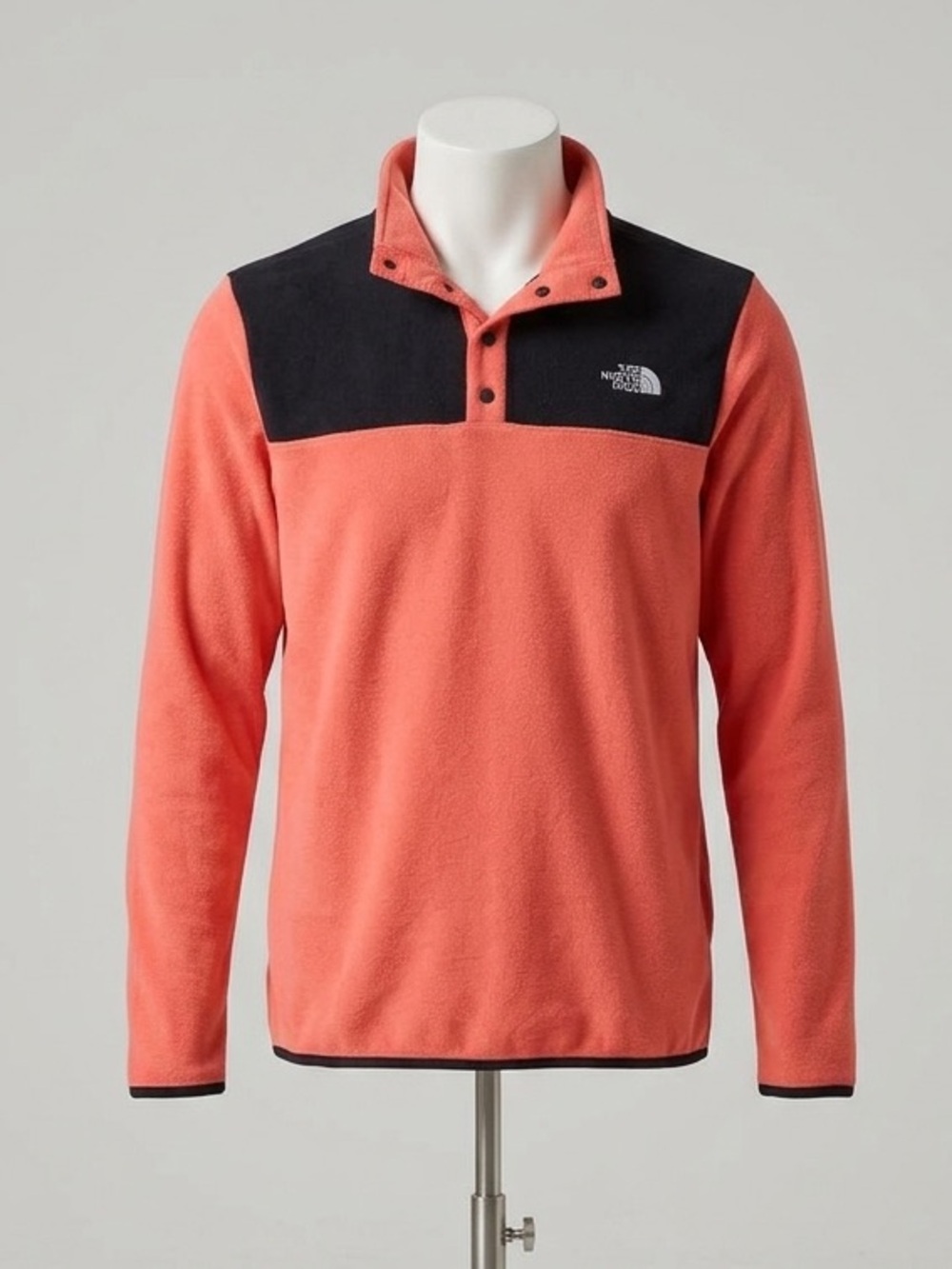 The North Face Two-Tone Snap Fleece - Vibrant Coral - Excellent Condition